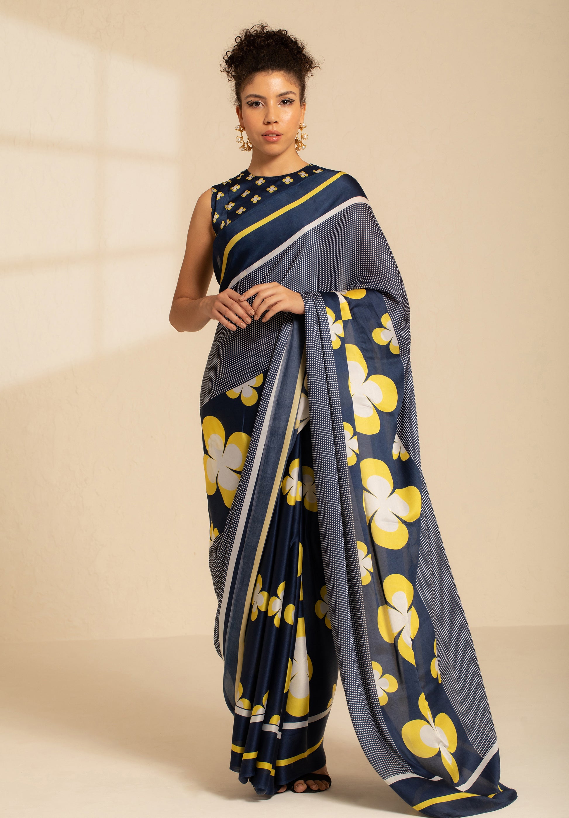 Retro Revival Satin Georgette Saree