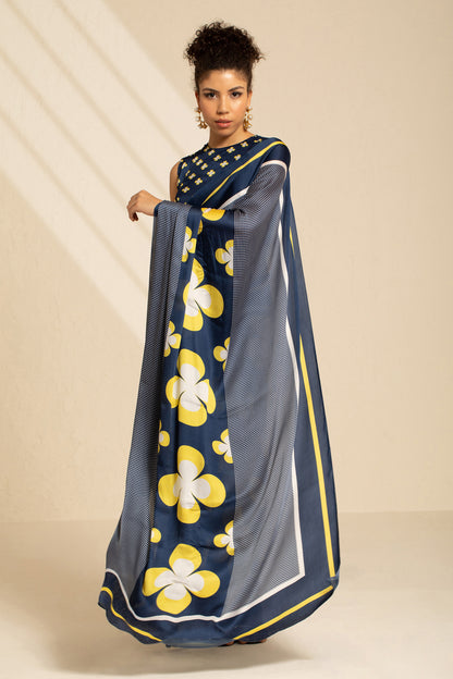 Retro Revival Satin Georgette Saree