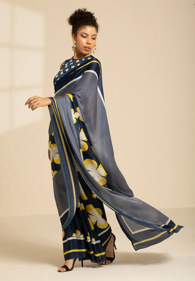 Retro Fusion Satin Georgette Saree