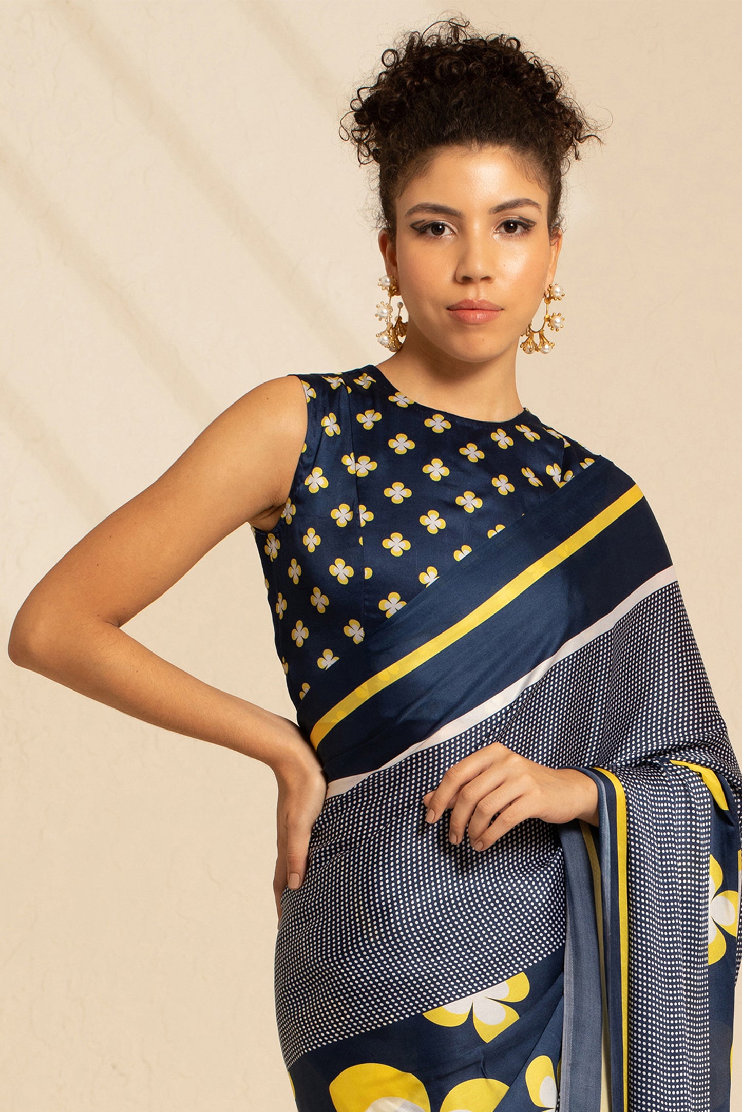 Retro Revival Satin Georgette Saree