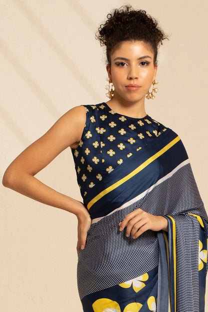 Retro Revival Satin Georgette Saree