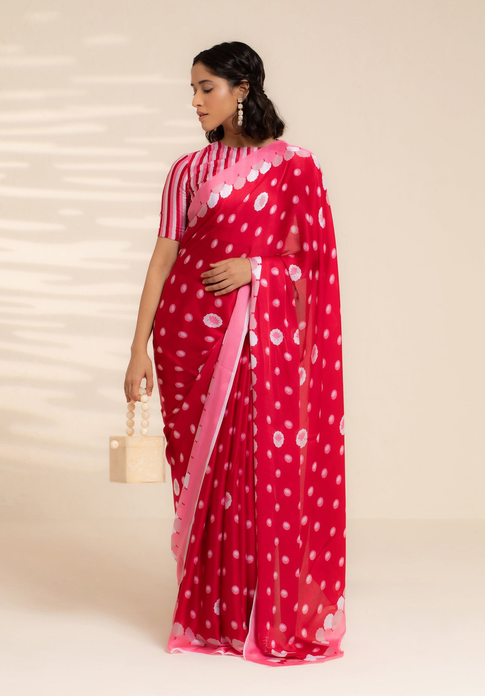 Floating Petals Printed Satin Georgette Saree