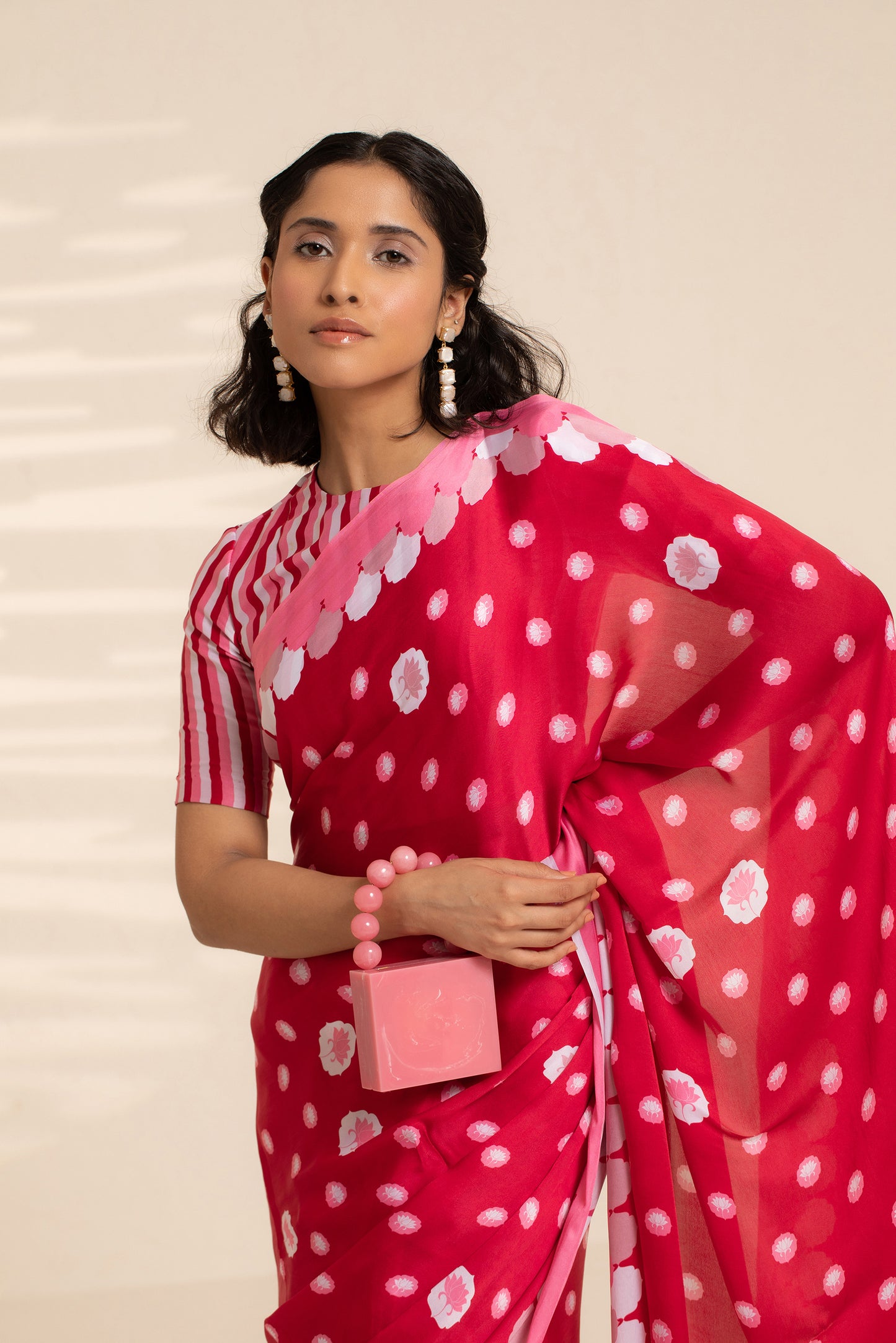 Floating Petals Printed Satin Georgette Saree