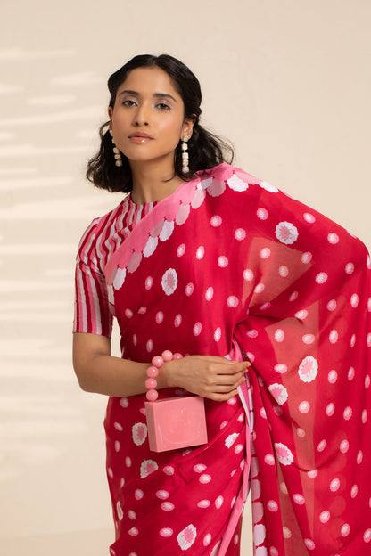 Floating Petals Printed Satin Georgette Saree