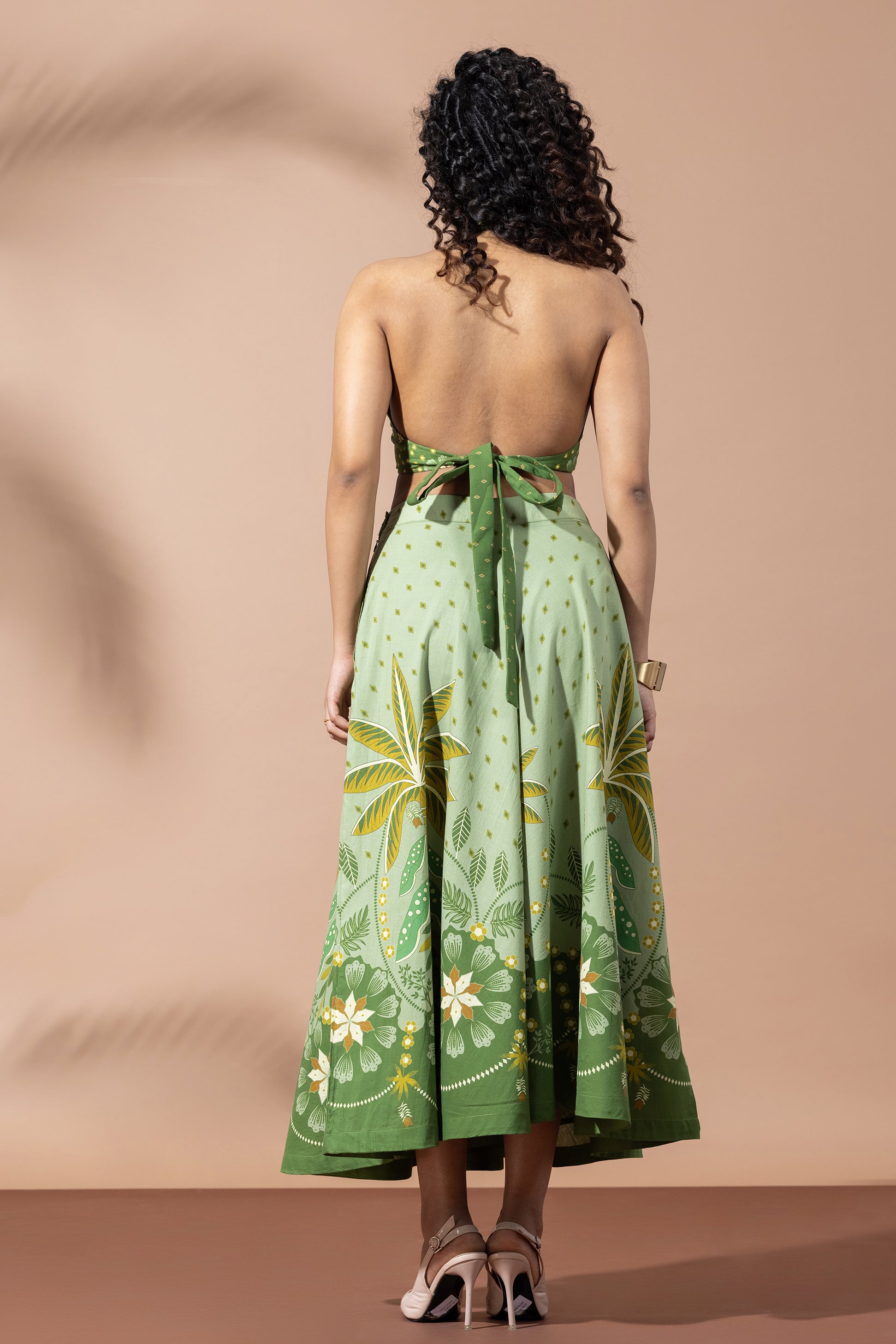 Olive Lusture Palms Skirt Set