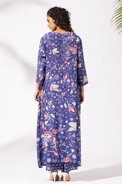 Floral Ink Blue Kurta Set