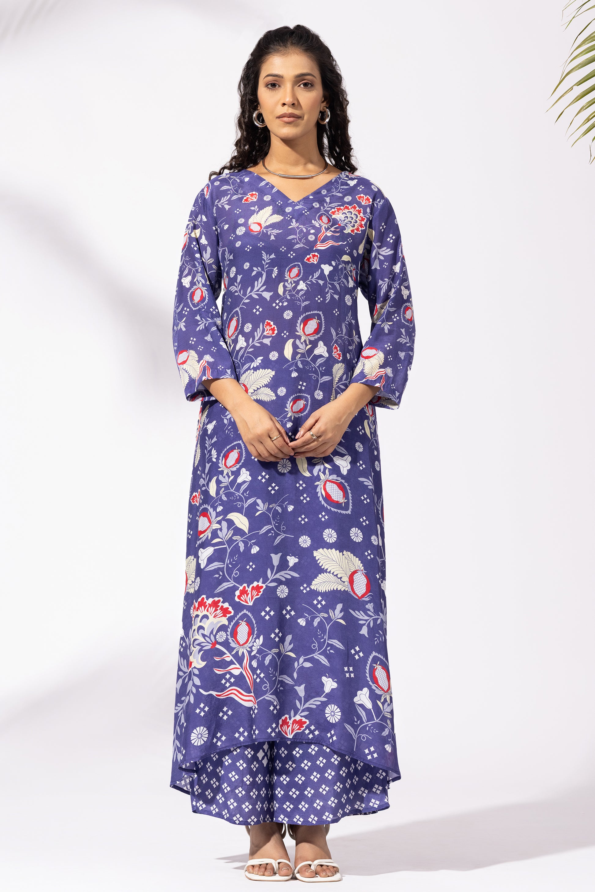 Floral Ink Blue Kurta Set