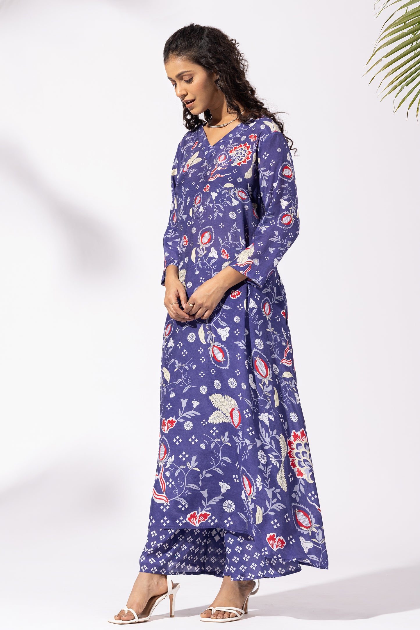 Floral Ink Blue Kurta Set