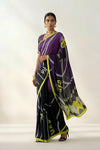Floral Swirl Printed Satin Georgette Saree