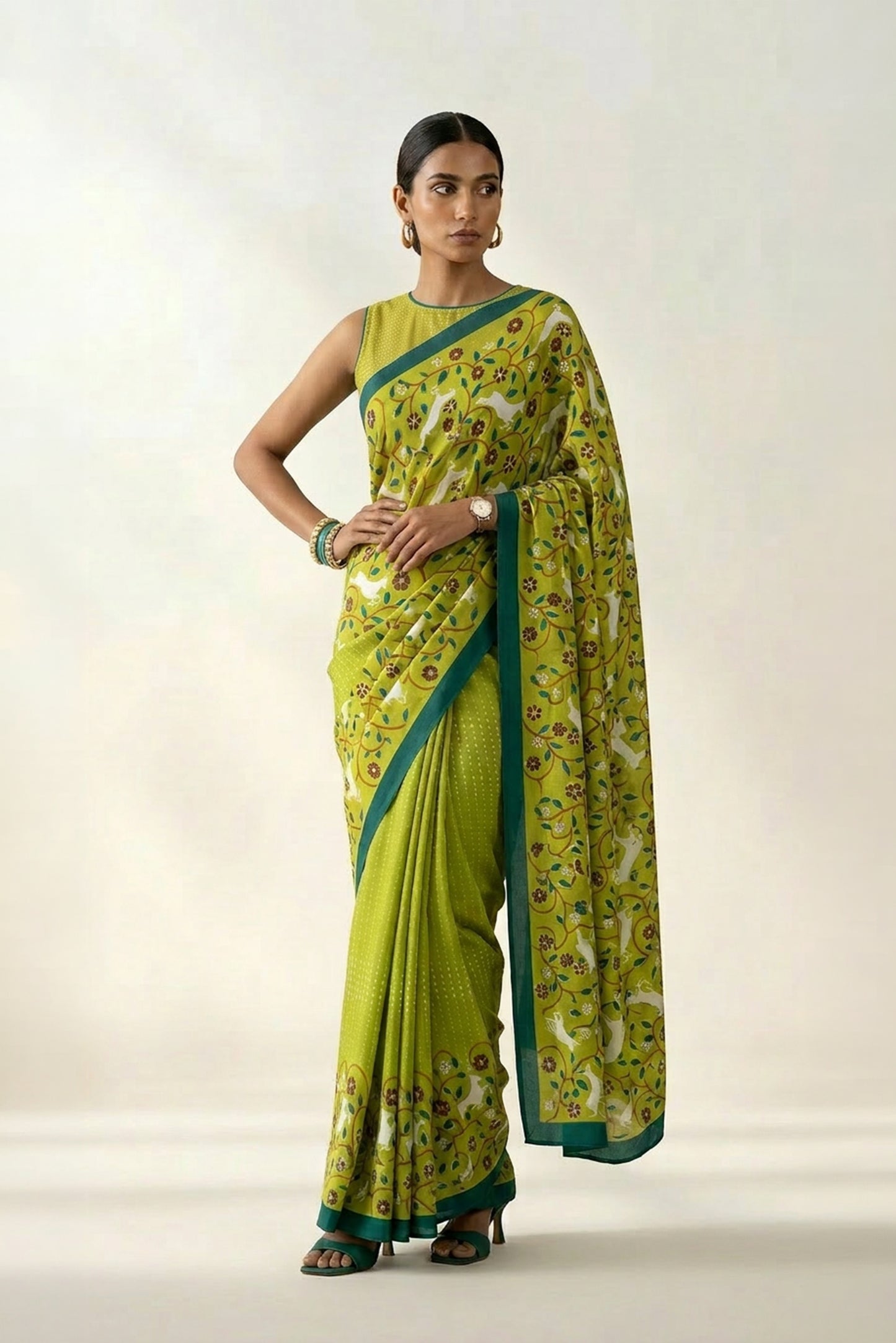 Deer Delight Printed Crepe Saree