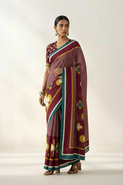 Retro Fusion Satin Georgette Saree