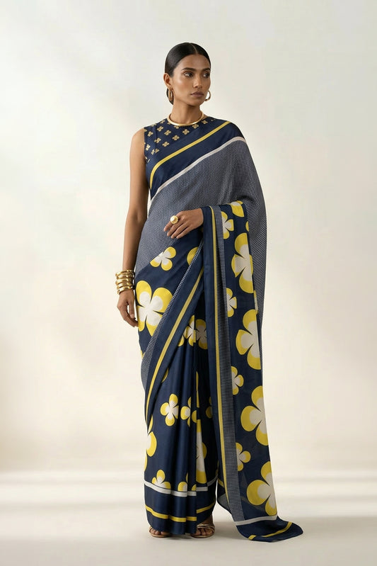 Retro Revival Satin Georgette Saree