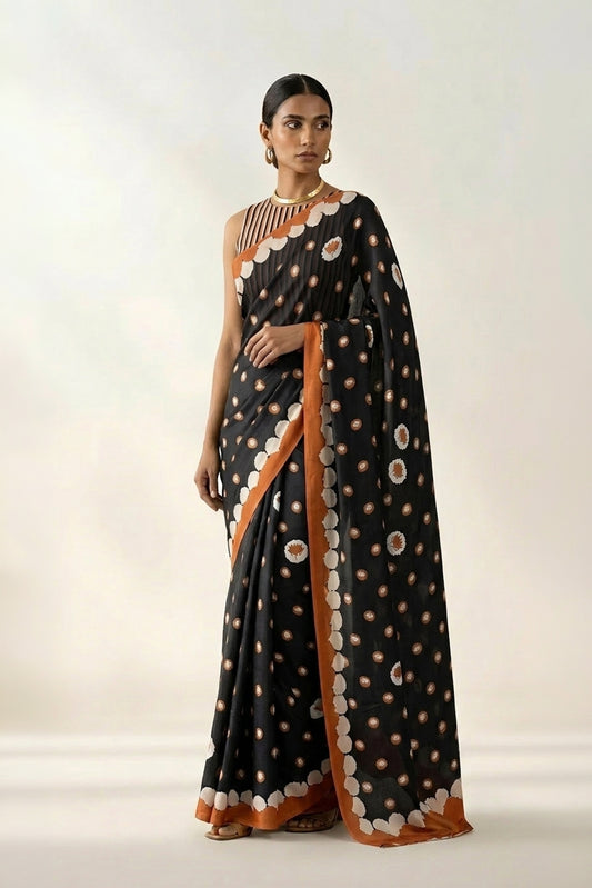Dreamy Lotus Printed Satin Georgette Saree