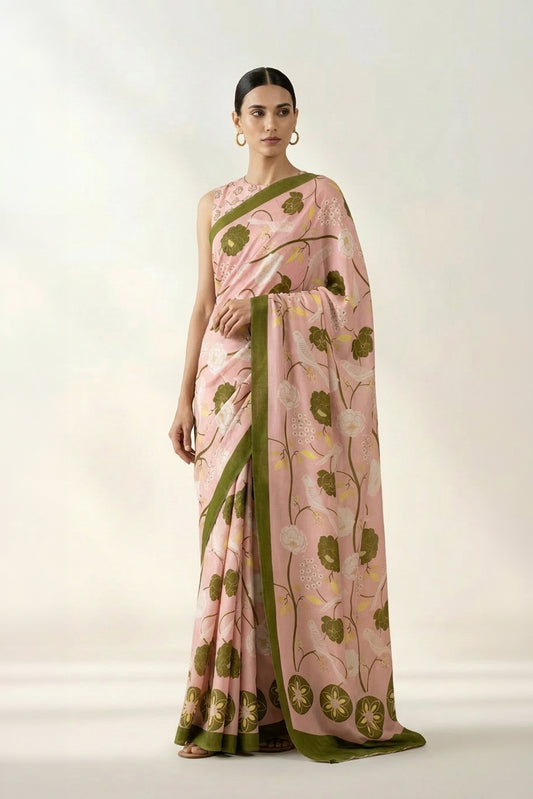 Paradise Blooms Printed Crepe Saree