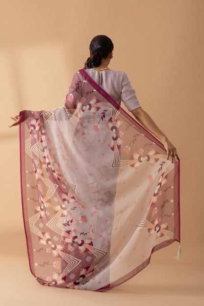 Desert Mirage Mauve Printed Chiffon Saree